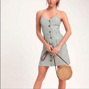 Lulu's Green and White Striped Mini Dress